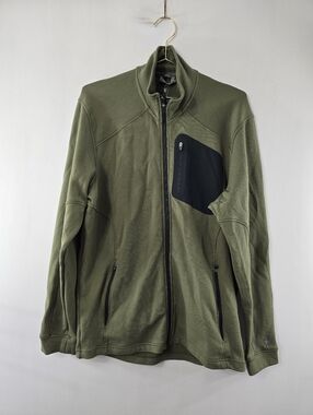 Smartwool Synergy Merino Wool Full Zip Jacket Olive Army Green Mens Size L HTF